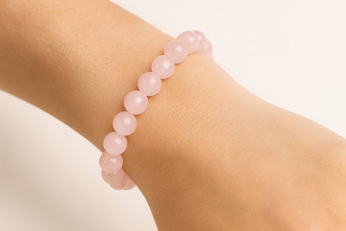 Rose Quartz Bracelet · 8mm Natural Beads · Madagascar