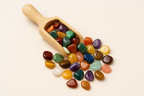 Tumbled Stone Scoop · Assorted Polished Crystals · Brazil & Madagascar