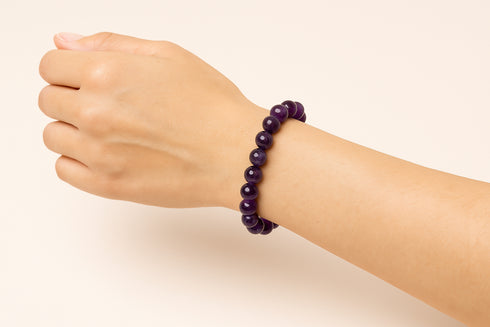 Amethyst Bracelet · 8mm Natural Beads · Brazil