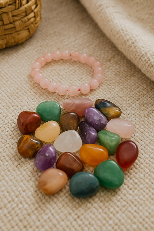 Heart Open Bundle · Rose Quartz Bracelet + Tumbled Stones Scoop
