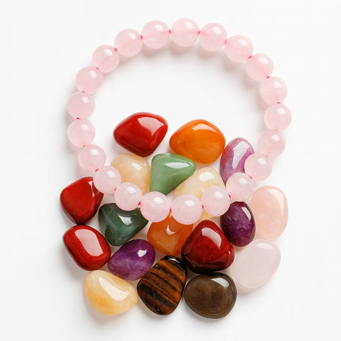 Heart Open Bundle · Rose Quartz Bracelet + Tumbled Stones Scoop