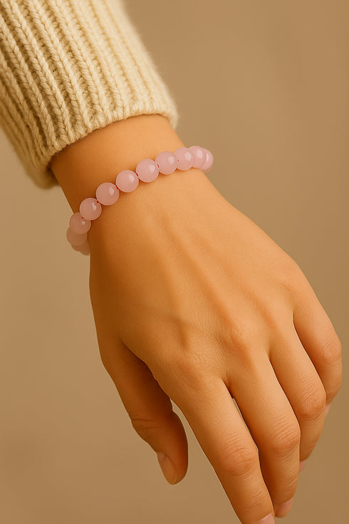 Rose Quartz Bracelet · 8mm Natural Beads · Madagascar