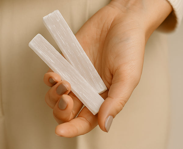 Selenite Stick · 4" Non-Polished Natural Wand · Morocco