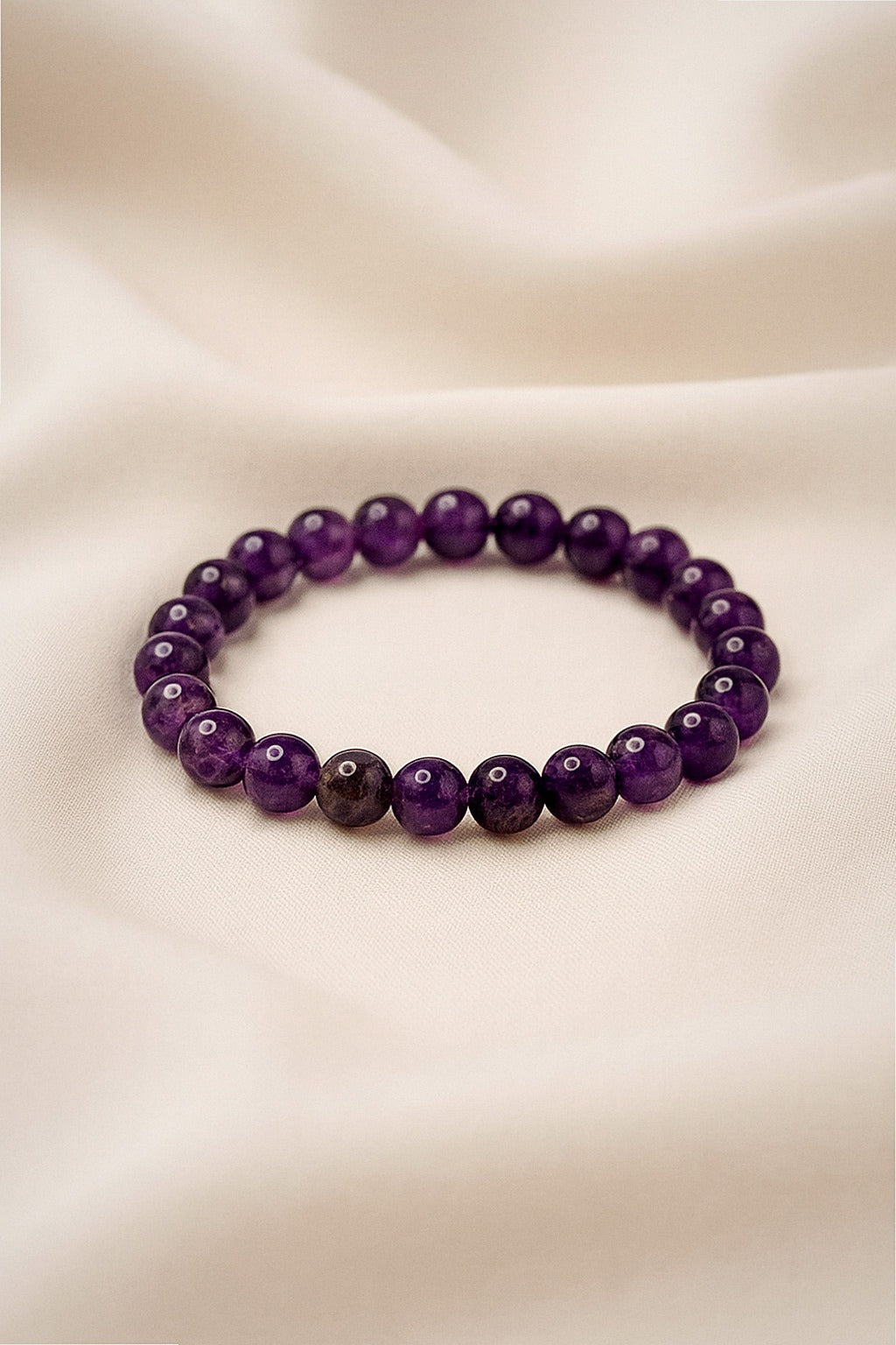 Amethyst Bracelet · 8mm Natural Beads · Uruguay
