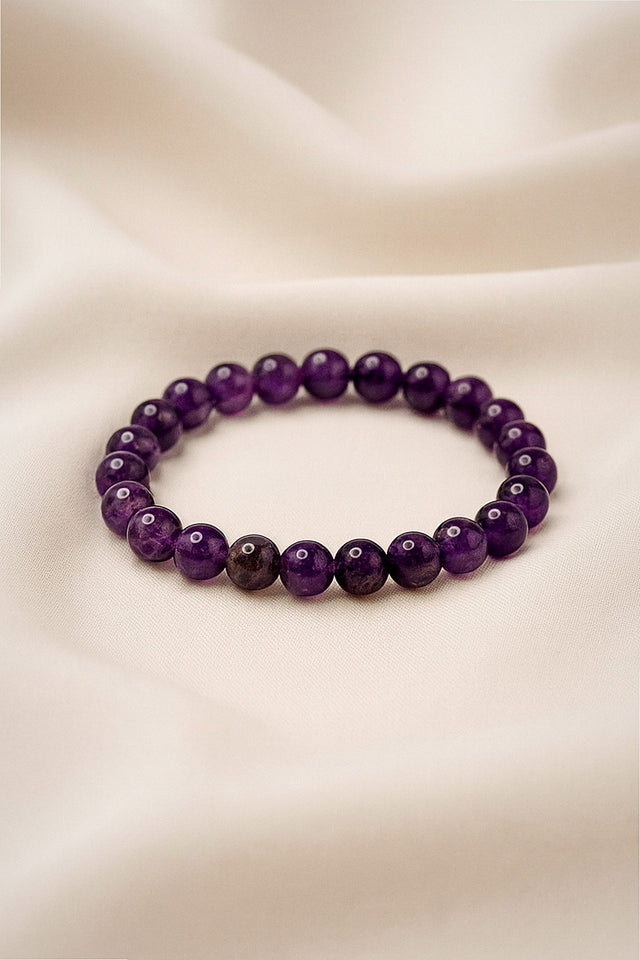 Amethyst Bracelet · 8mm Natural Beads · Uruguay