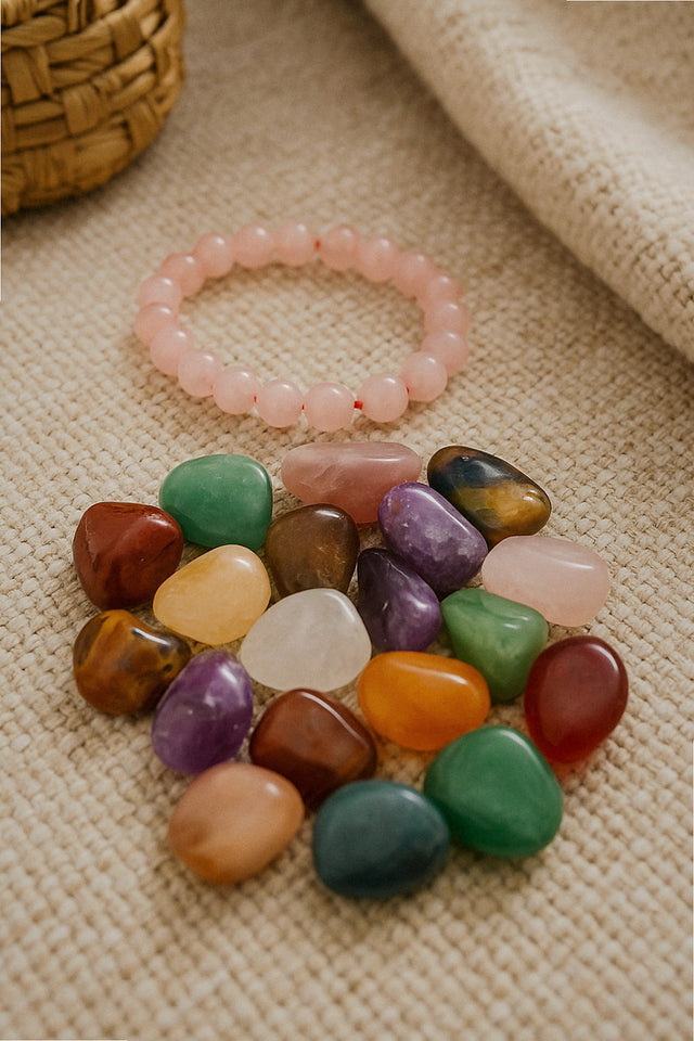 Heart Open Bundle · Rose Quartz Bracelet + Tumbled Stones Scoop