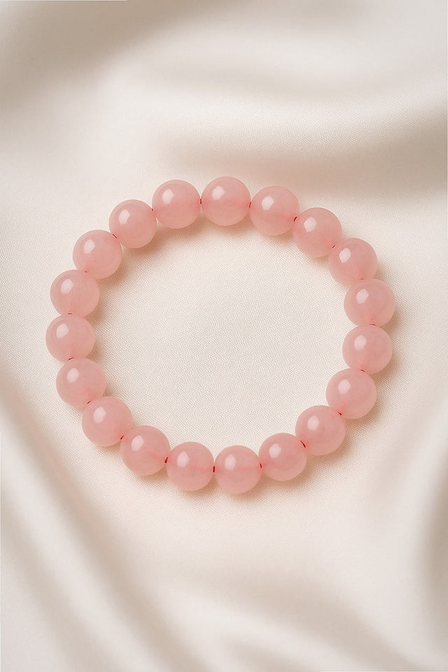 Rose Quartz Bracelet · 8mm Natural Beads · Madagascar